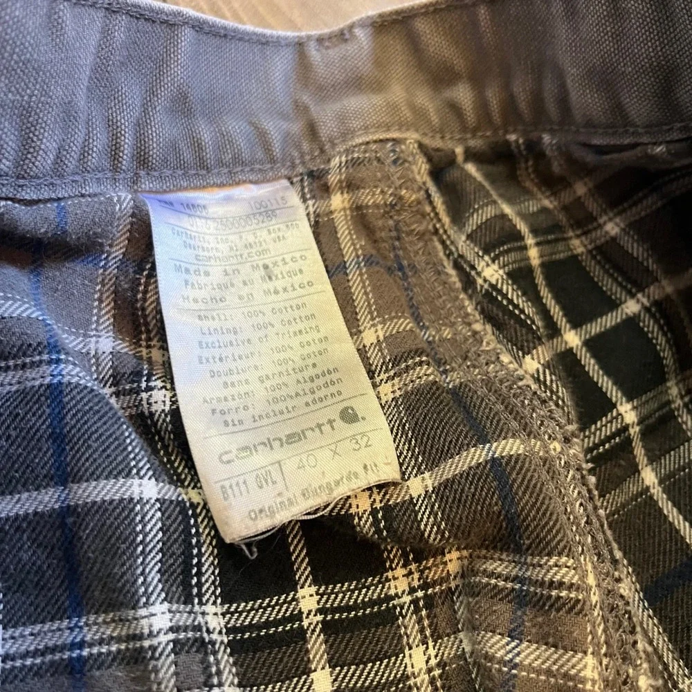 Carhartt B111 GVL Flannel Lined Duck Canvas Carpenter Pants Gray 40x32 Mens - Picture 4 of 7